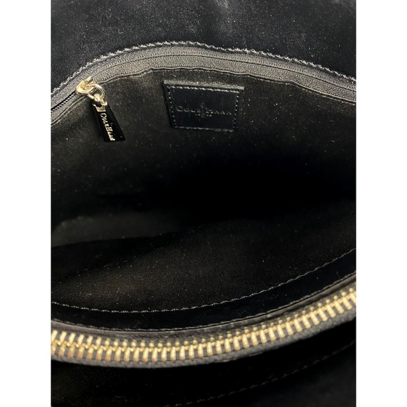 Cole Haan Black Leather Tote Handbag Purse Shoulder Bag, Pockets Logo Smooth - Picture 9 of 10